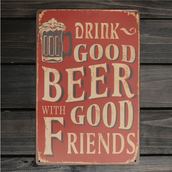 Beer Sheet Metal Drawing Metal Painting Tin Shop Pub Wall Tavern Poster Sign