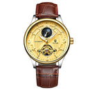 TEVISE T820B Casual Moon Phase Automatic Mechanical Watch Luxury Leather Strap Men Watch
