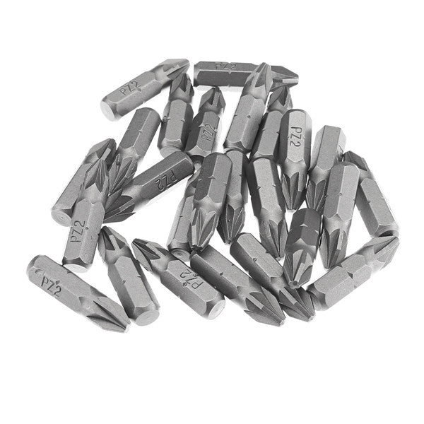 25pcs 25mm PZ2 Screwdriver Bits Set Hex Magnetic Power Tool