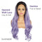 Light blue T color lady's synthetic fiber front lace wig high temperature silk half hand hook long curly hair