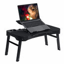 Collapsible Laptop Desk Folding Study Table Bed Desk with Mouse Pad and USB Cooling Fan