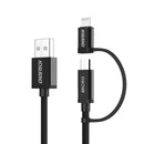 CHOETECH 2 in 1 2.4A Micro USB Lightning for Nylon Data Cable for iPhone 7 Plus Xiaomi Note 4
