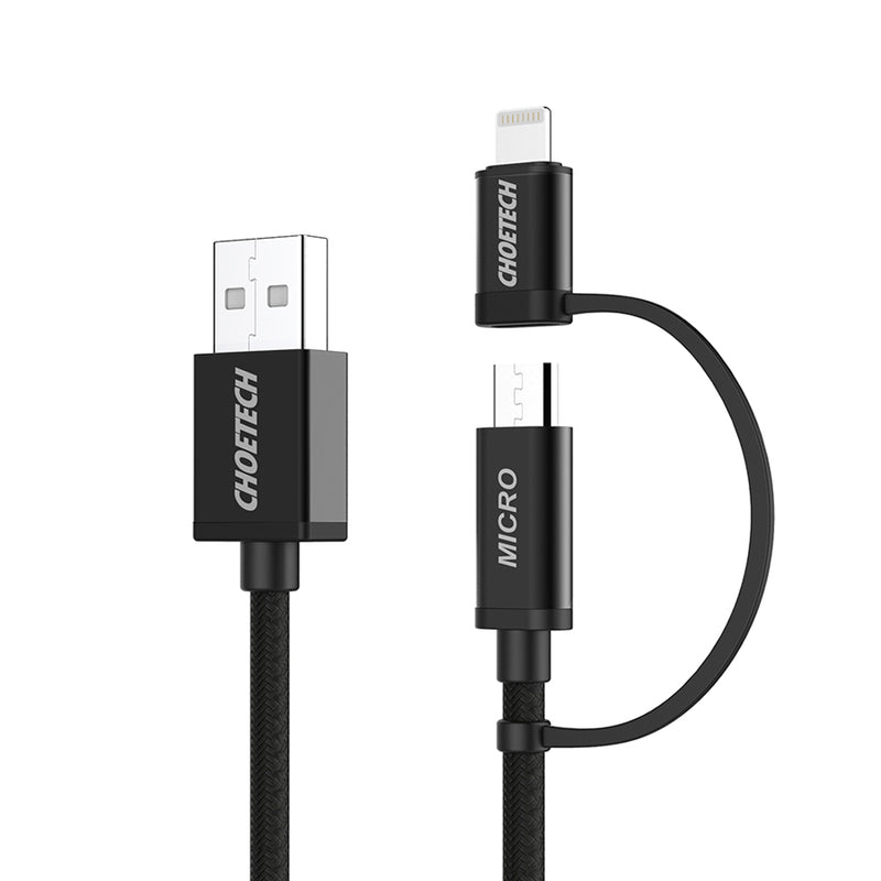 CHOETECH 2 in 1 2.4A Micro USB Lightning for Nylon Data Cable for iPhone 7 Plus Xiaomi Note 4