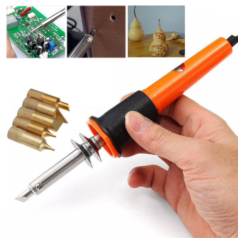 7 Pcs Profesional Soldering Iron Pen Kit Wood Burning Burner Set With Brass Tips