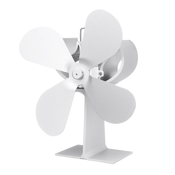 4 Blade Heat Powered Wood Stove Fan White For Wood Burner Fireplace Eco Fan