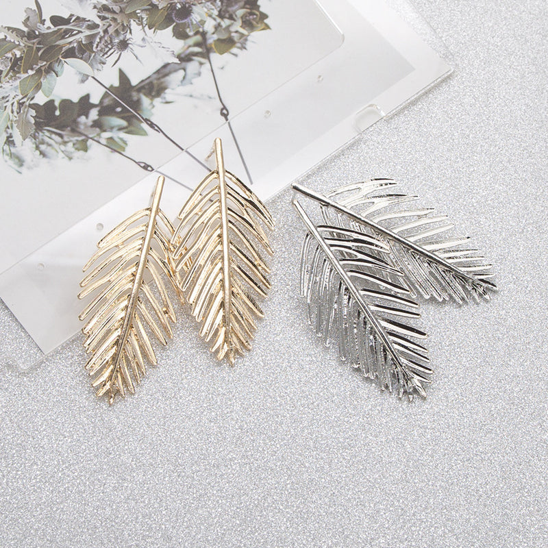 Trendy Ear Drop Leaves Silver Gold Earring Statement Pendientes Mujer Jewelry Long Dangle for Women