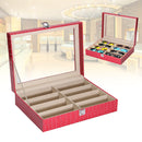 8 Grids Rose Leather Display Case Eyewear Sunglasses Glass Frame Top Jewelry Storage Box