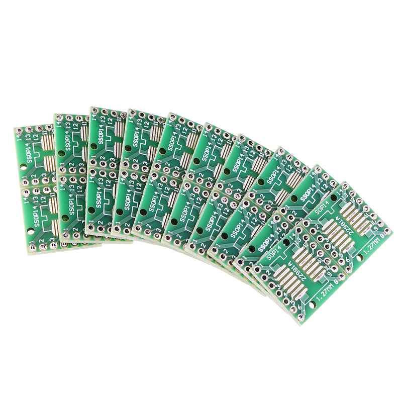 200pcs SOP14 SSOP14 TSSOP14 To DIP14 Pinboard SMD To DIP Adapter 0.65mm/1.27mm To 2.54mm DIP Pin Pitch PCB Board