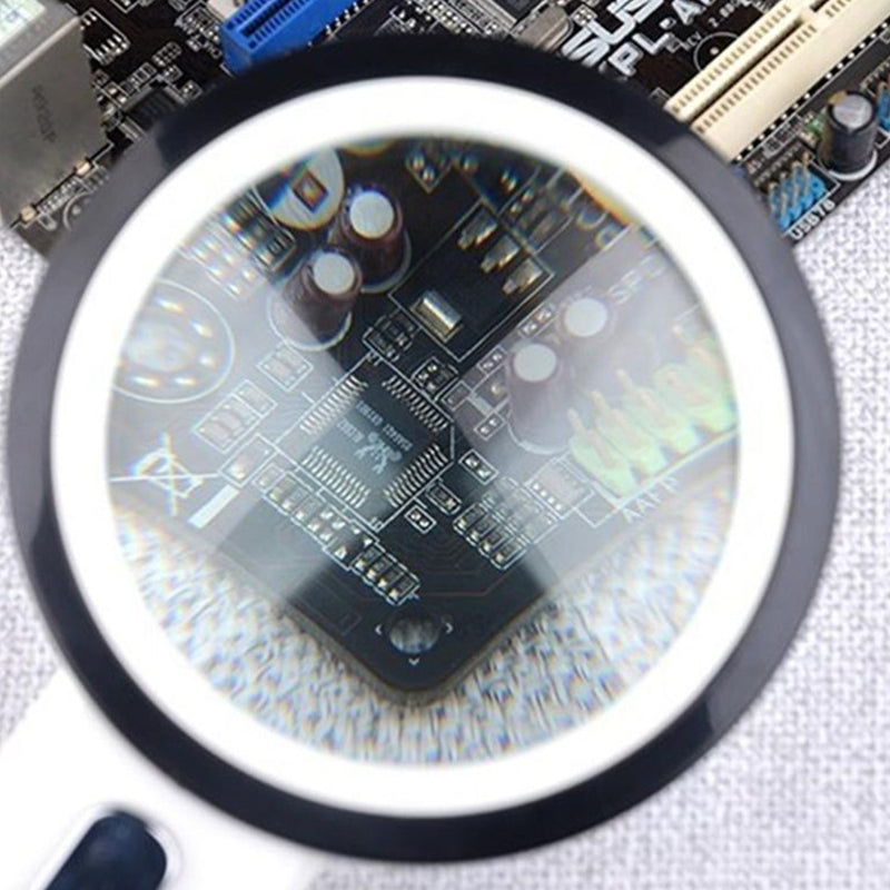 30X Illuminated Large Magnifier Handheld 12 LED Lighted Magnifying Glass for Seniors Reading Soldering Jewelry Exploring