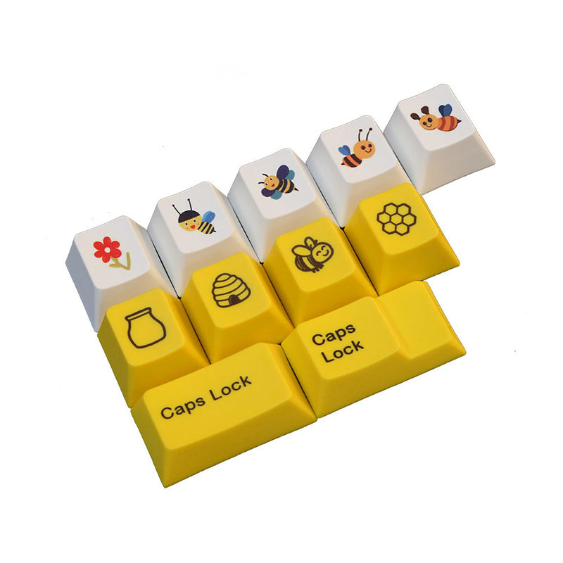 104 Key Bee Dye-sub PBT Keycaps Keycap Set with 11Pcs Supplementary Keycaps for Mechanical Keyboard