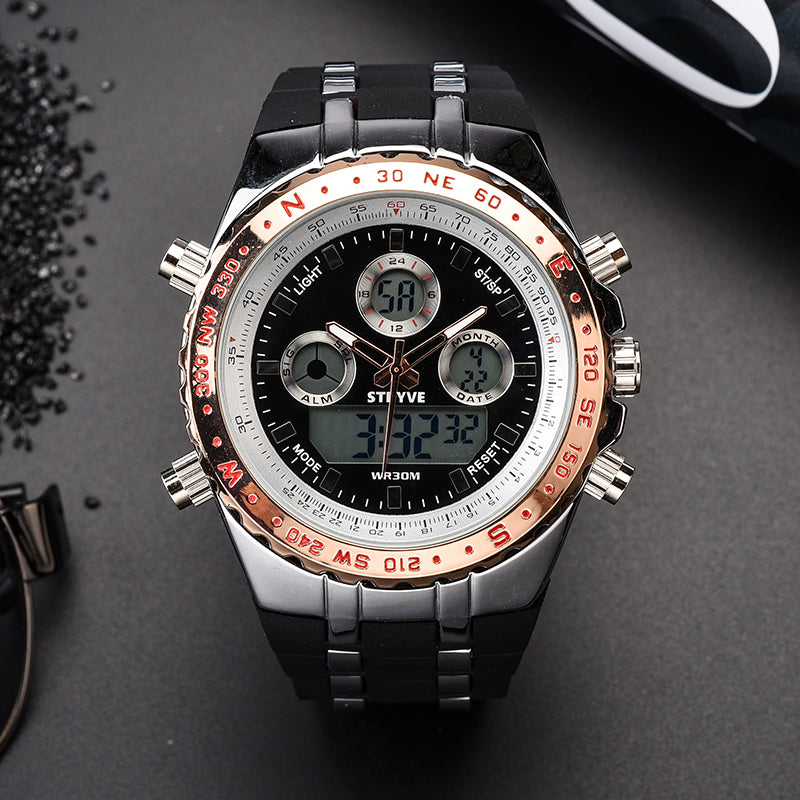 STRYVE S8002 Dual Display Digital Watch Luminous Chronograph Stopwatch Calendar Alarm Outdoor Watch