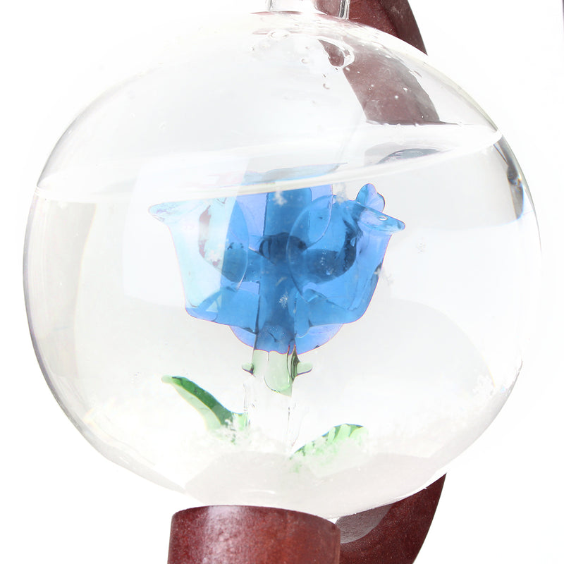 Weather Forecast Rose Crystal Globe Wooden Base Storm Glass Home Decorations Gift
