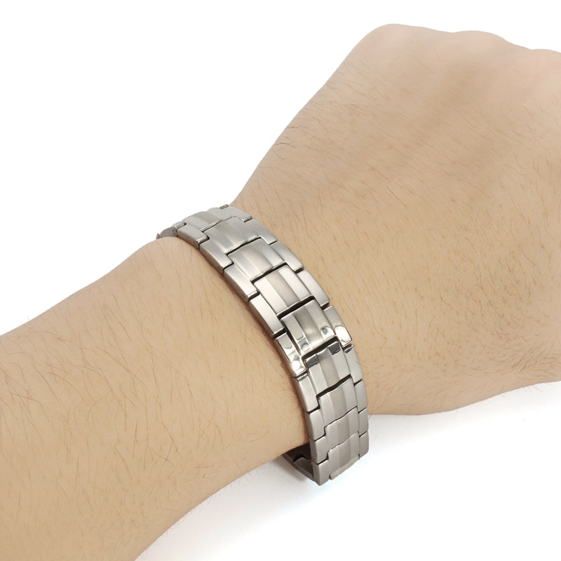 Punk Men Stainless Steel 4 in 1 Silver Strong Magnetic Therapy Bracelet Healing Jewelry