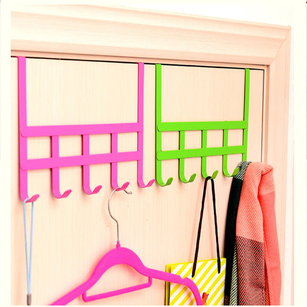 5 Hooks Door Cabinet Clothes Robe Hook Metal Storage Shelf Sundries Holder
