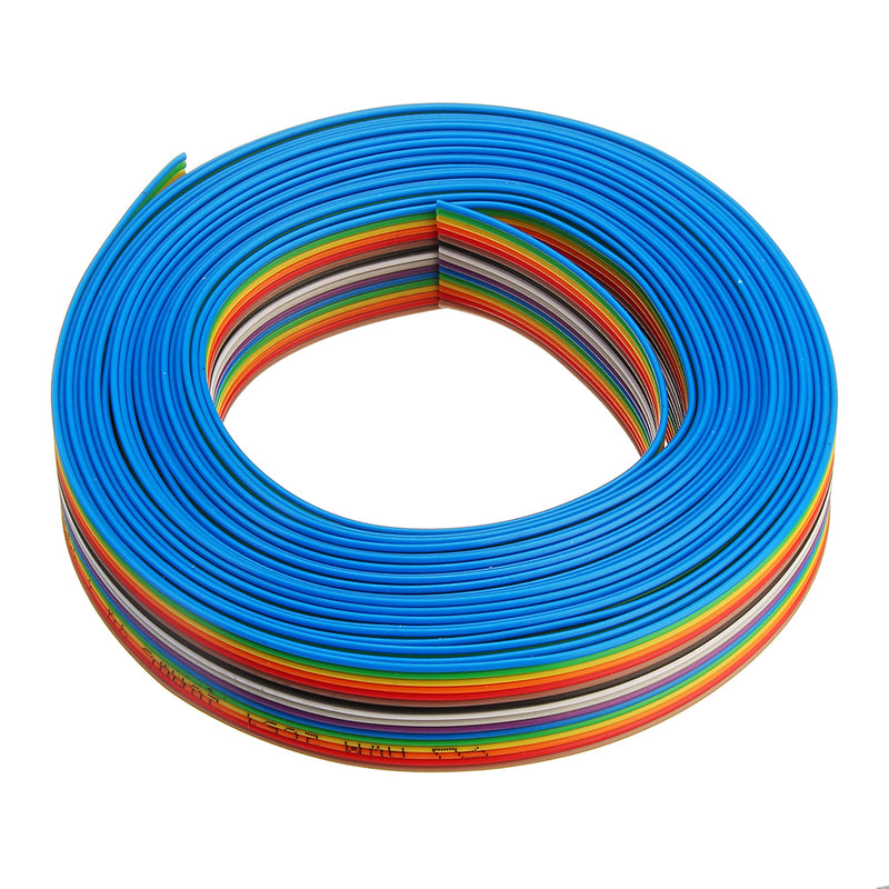 5pcs 5M 1.27mm Pitch Ribbon Cable 16P Flat Color Rainbow Ribbon Cable Wire Rainbow Cable