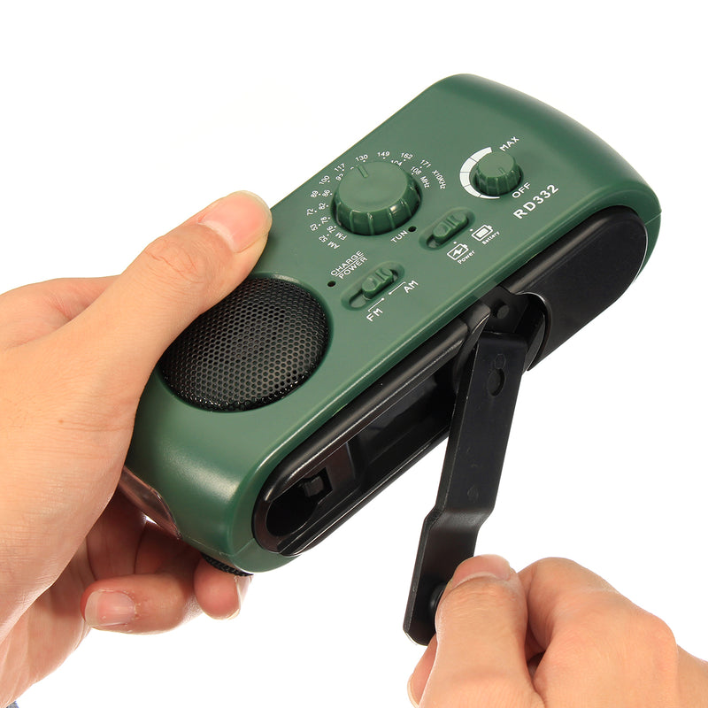 Dynamo Generator FM/AM Solar Crank Powered Radio With Flashlight Phone Charger