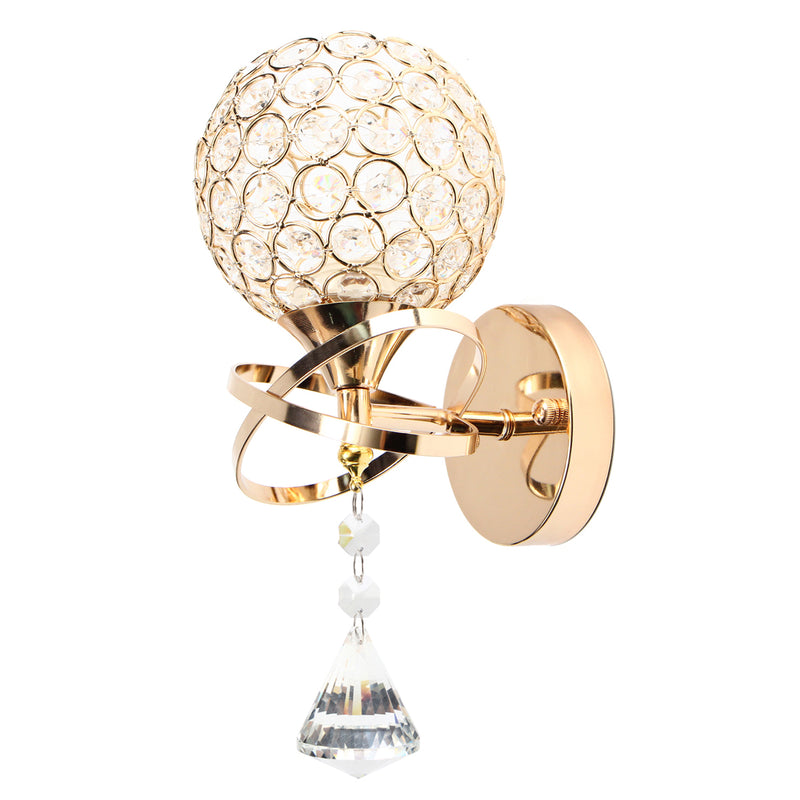 Single Head Silver/Golden Crystal Wall Light Lamp Fixture Sconce Bedroom Hallway Fitting