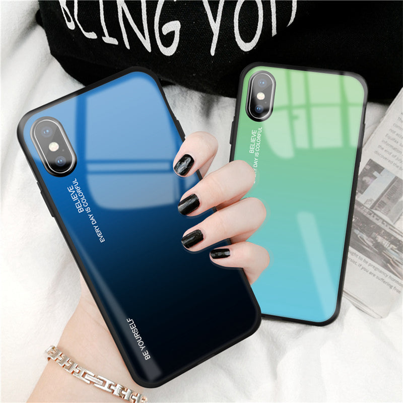Bakeey Gradient Scratch Resistant Tempered Glass Protective Case For iPhone X/XS/XR/XS Max