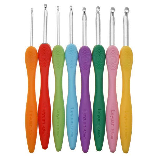 8 Pcs Crochet Hooks Ergonomic Grip Crochet Hooks Set Bright and Fun Colors 8 Sizes