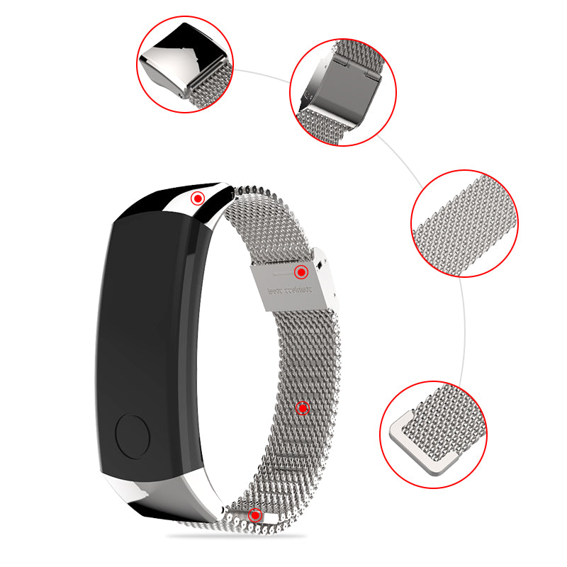 Mijobs Milanese Stainless Steel Replacement Watch Band for Huawei Honor Band 3 Smart Watch