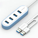 Samzhe 1.2m USB 3.0 to 4-Port USB 3.0 Hub with Double USB Plug