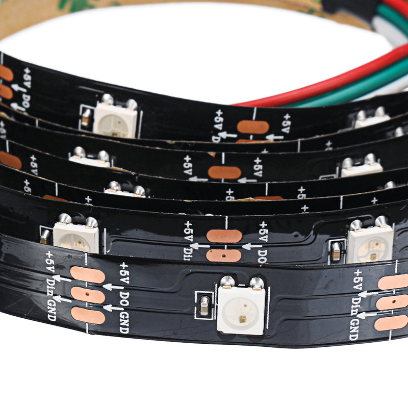 Non-waterproof WS2812 1M/2M Smart LED Strip Light+DC5-24V SP501E Controller Work White Alexa Google Assistant