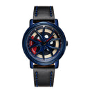 SANDA P1025 360 Rotating The Wheels Dial Fashion Leather Strap Quartz Watch