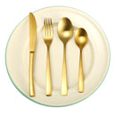 KCASA KC-FL80 Stainless Steel Yellow Gold Flatware Dinnerware Cutlery Fork Knife Spoon Tableware Set