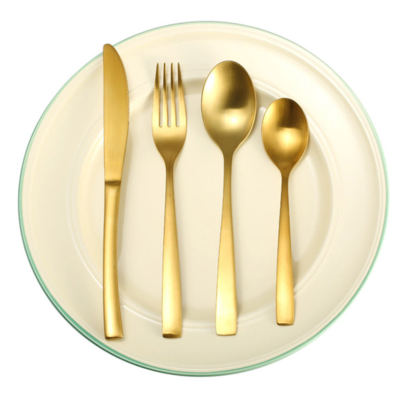 KCASA KC-FL80 Stainless Steel Yellow Gold Flatware Dinnerware Cutlery Fork Knife Spoon Tableware Set