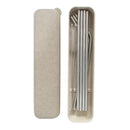 Stainless Steel Metal Drinking Straw Reusable Juice Pipe + Cleaner Brush + Box