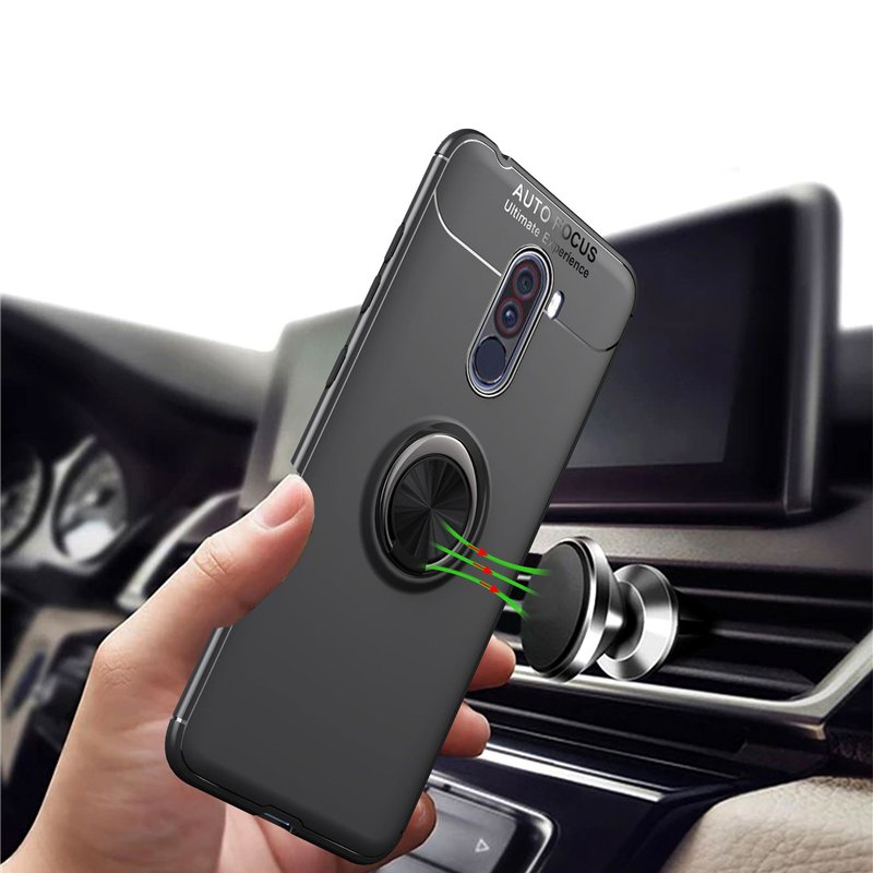 Bakeey Shockproof Thin Back Cover Protective Case with Finger Ring Holder for Xiaomi Pocophone F1