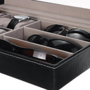 9 Grids Glass Watch Storage Box PU Leather Solid Wooden Case Dispaly Glasses Box