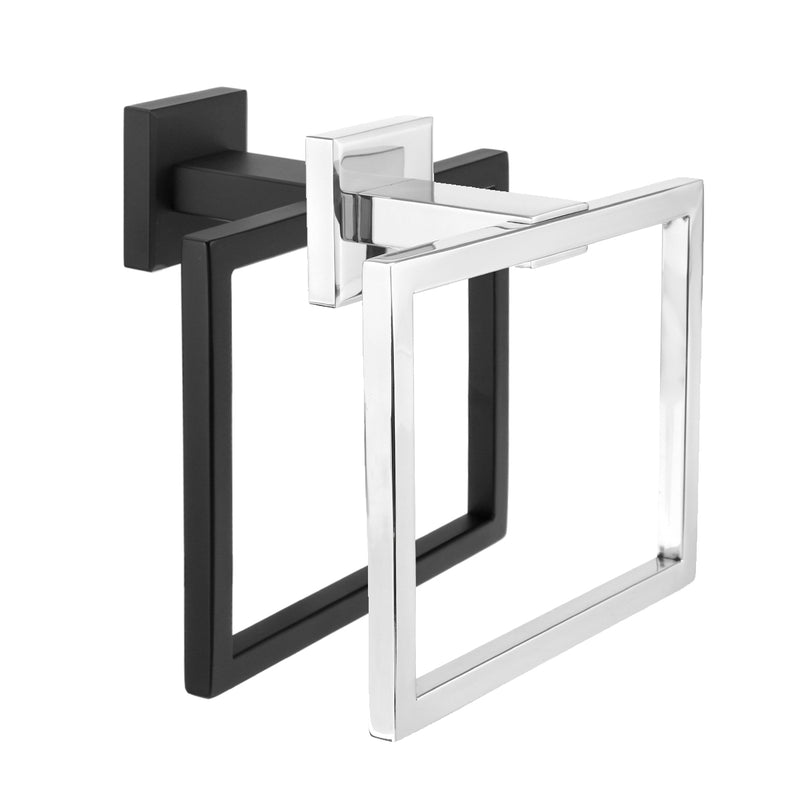 Chrome Modern Bathroom Wall Accessories Square Towel Ring Holder Rack
