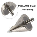 Drillpro 6-60mm Spiral Grooved Step Drill Bit 12 Steps Triangle Shank HSS Step Drill for Metal Sheet PVC Sheet Wood