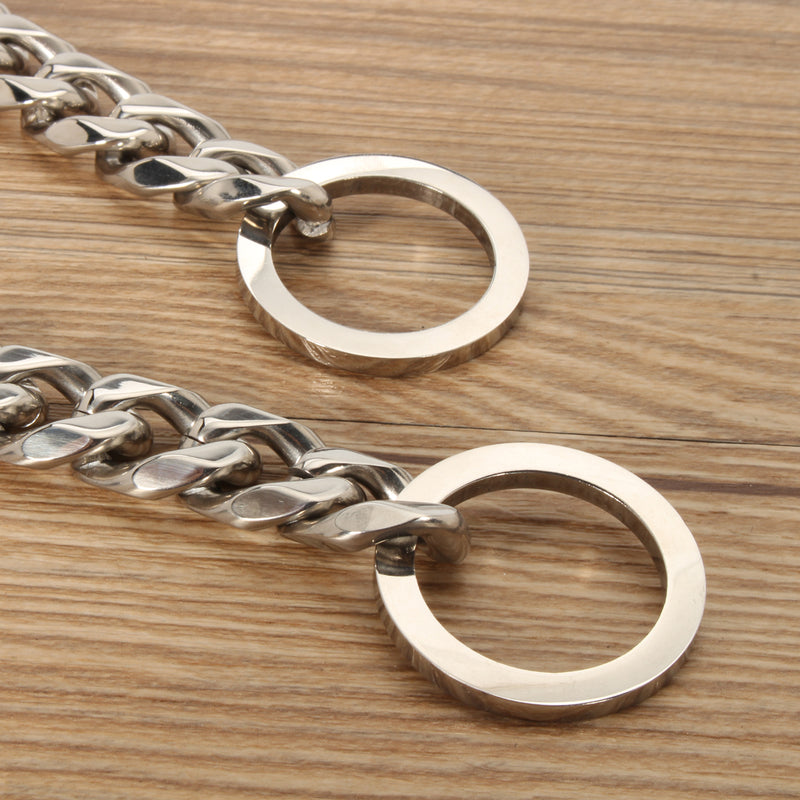 Silver Cuban Curb Link Stainless Steel Dog Chain Pet Training Collar Choker Dog Traction Rope