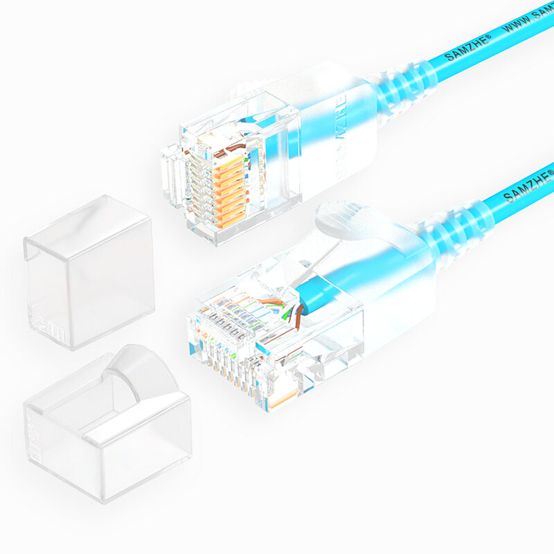 SAMZHE 0.5~5M 10Gbps Ultrafine CAT6A Blue Ethernet Patch Cable Slim LAN Networking Cable