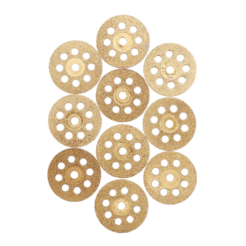 Drillpro 10pcs Diamond Grinding Wheel 8 Holes Metal Cutting Disc for Rotary Tool with 2 Mandrels
