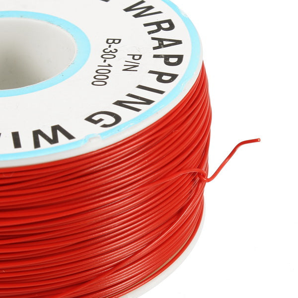 5pcs Red 0.55mm Circuit Board Single-Core Tinned Copper Wire Wrap Electronic Wire Jumper Cable