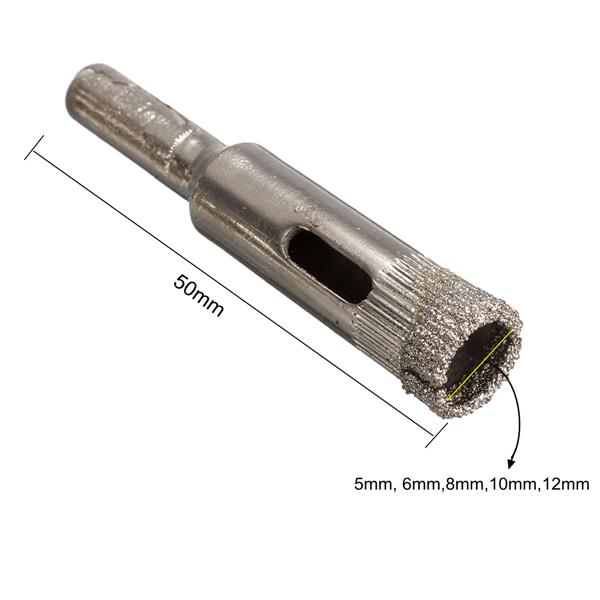 5pcs Diamond Hole Saw Drill Bit Set 5/6/8/10/12mm Tile Ceramic Glass Porcelain Marble Hole Saw