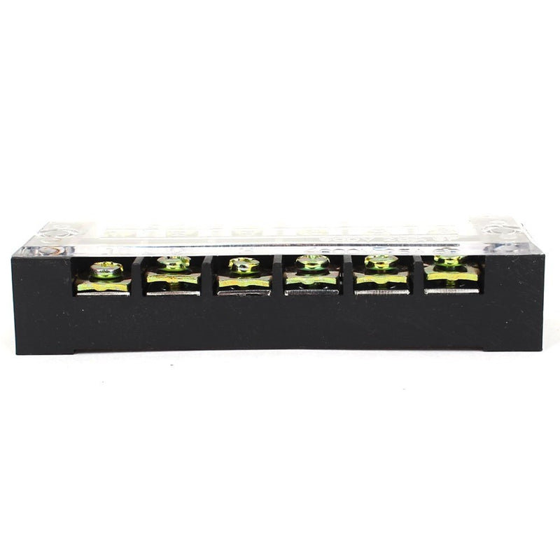 Excellway TB-2506 600V 25A 6 Position Terminal Block Barrier Strip Dual Row Screw Block Covered W/ Removable Clear Plastic Insulating Cover