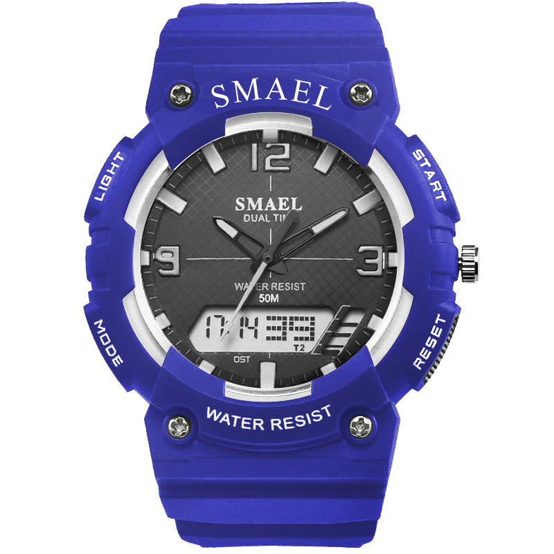 SMAEL 1539 Student Sport Watch Casual Style Waterproof Digital and Analog Dual Display Wristwatch