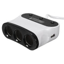 Universal Twin 2 Port USB 12V 24V 3 Way Car Charger Cigarette Socket Lighter LED