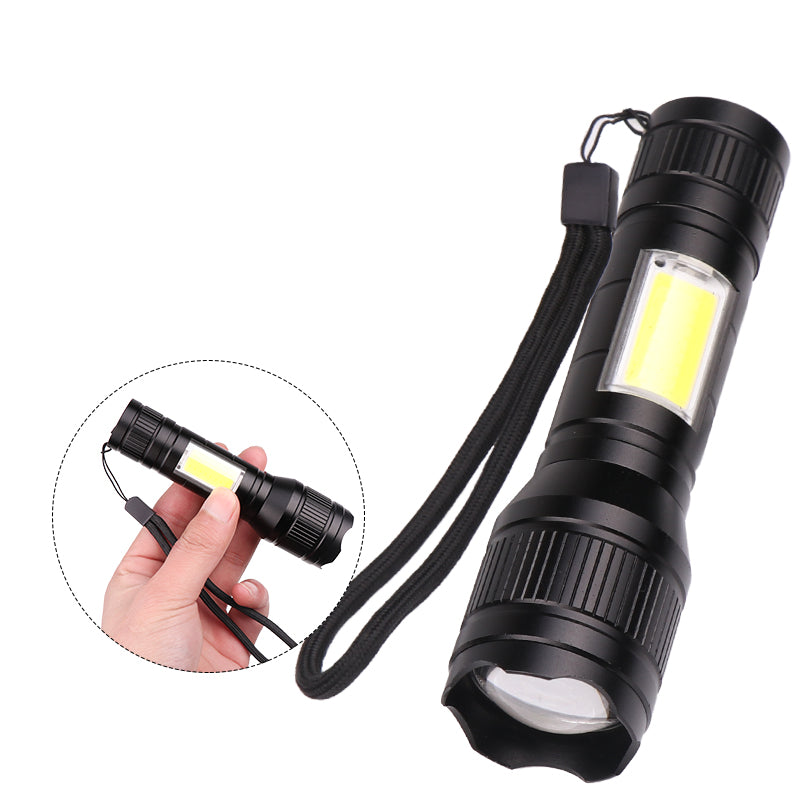 XANES 1450 T6+COB Flashlight USB Rechargeable 3 Modes Work Lamp Camping Hunting Portable Emergency Lantern