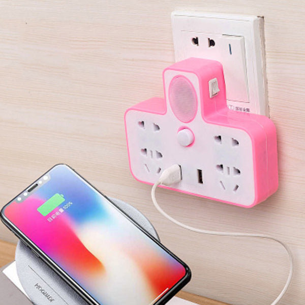 Small Converter Dual USB Port Wireless High Temperature Flame Retardant Socket with Night Lamp Switch