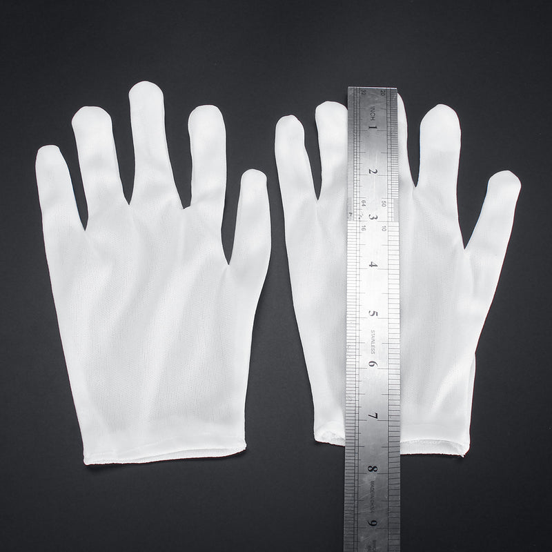 12Pairs Nylon Work Gloves White Etiquette Gloves Dust-Free Gloves Protection