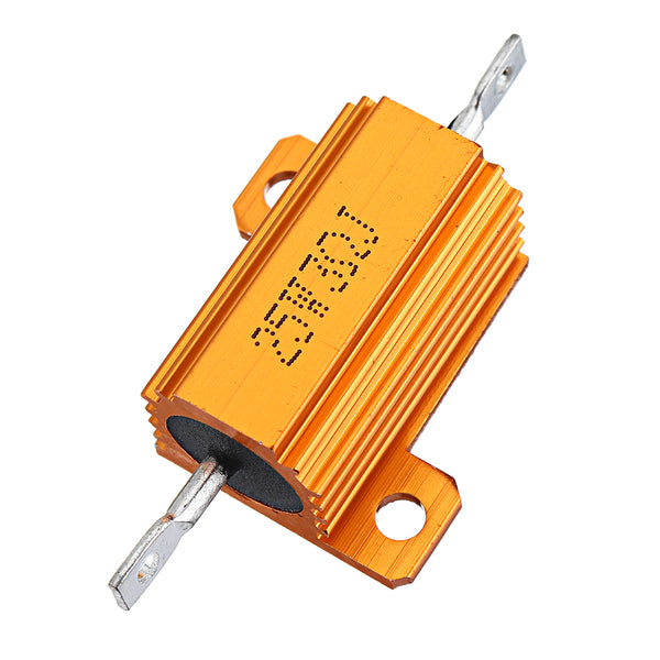 5pcs RX24 25W 3R 3RJ Metal Aluminum Case High Power Resistor Golden Metal Shell Case Heatsink Resistance Resistor