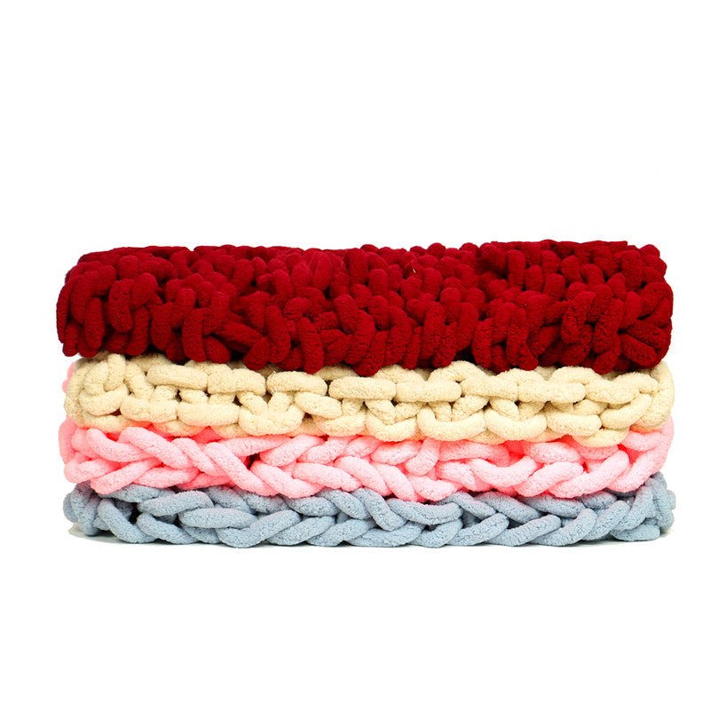 Warm Winter Luxury Handmade Crocheted Bed Knitted Sofa Cover Blankets 5 Colors Thick Thread