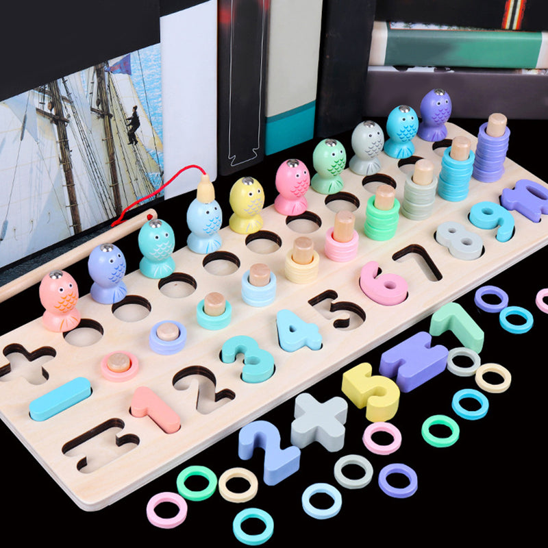 Wooden Magnetic Fishing Game Rods Fish Childrens Kids Wood Magnet Board Toys Puzzle games