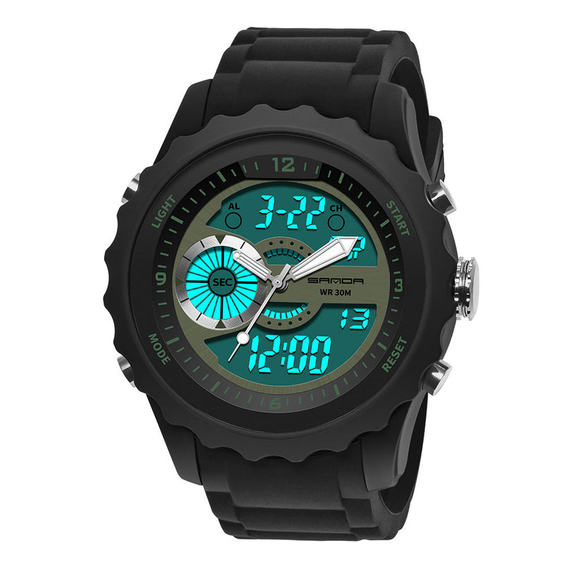 SANDA 769 Dual Digital Digital Watch Men PU Stopwatch Luminous Display Calendar Outdoor Sport Watch