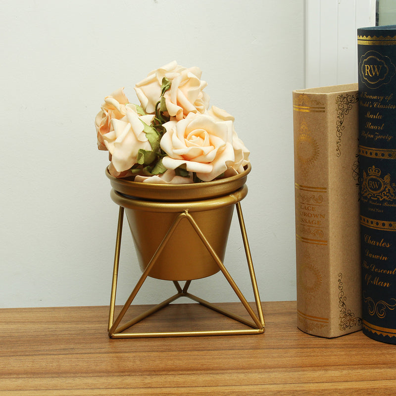 Home Garden Golden Flower Pot Plants Display Stand Planter Desk Rack Shelves Organizer